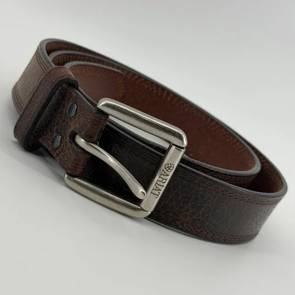 Ariat Mens Belt‎ Size 42 Dark Brown Pebbled Leather Removable Snap off Buckle