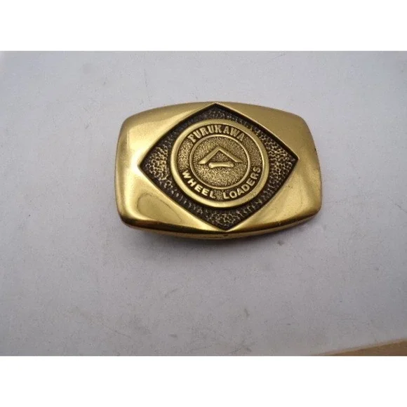 Vintage Furukawa Wheel Loaders‎ Belt Buckle Gold Tone Const Machinery Japan
