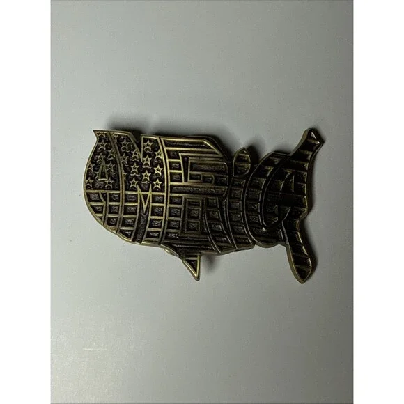 The Great American Buckle Co. BRASS 1992 AMERICA Belt Buckle MADE IN THE USA