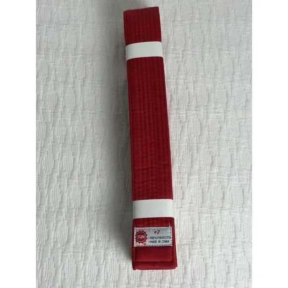 Sun Martial Arts # 7 Belt Double Wrap, Red, 1.5 In