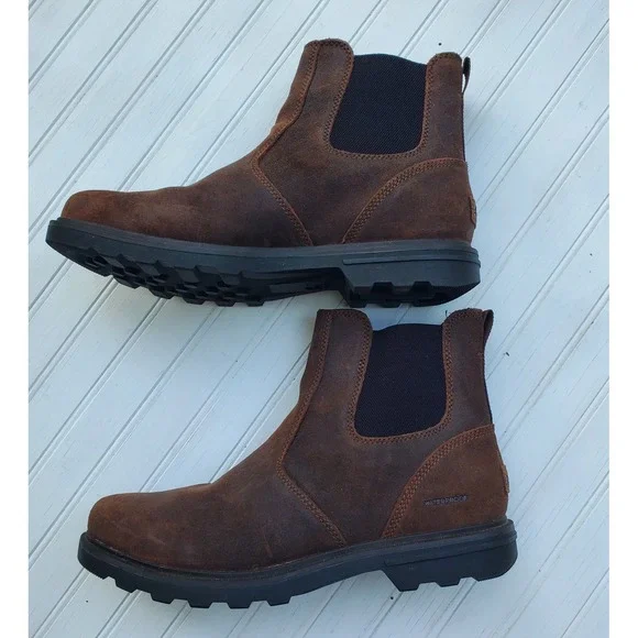 Sorel Caribou Chelsea Waterproof Brown Leather Mens Boots NM4900-256 Size 11