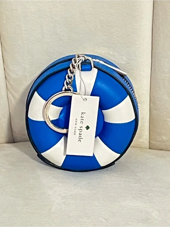 kate spade Blue & White Lifesaver Pool Float Coin Keyring