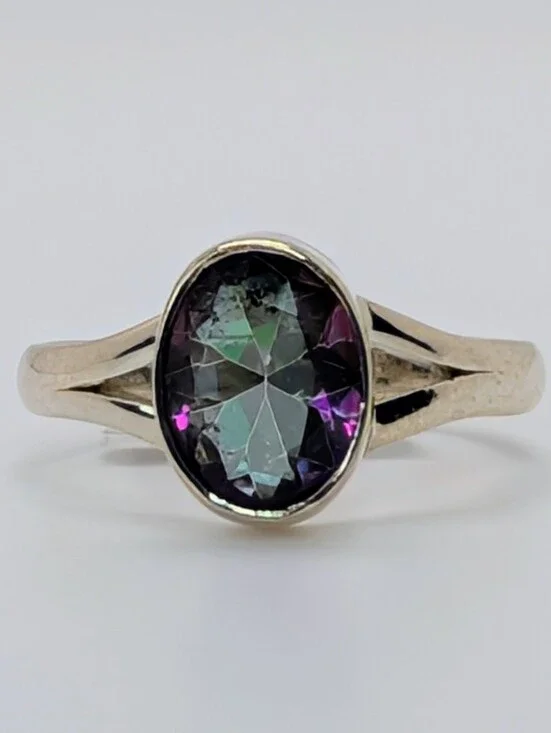Mystic Topaz S925 Sterling Silver Gemstone Ring Size 7 1/4