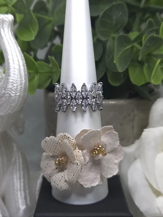 BP Marquise Cubic Zirconia Patterned Band Ring
