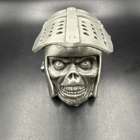 Skull Knight Helmet Belt Buckle Pewter Gothic Biker Punisher Medieval 1.5