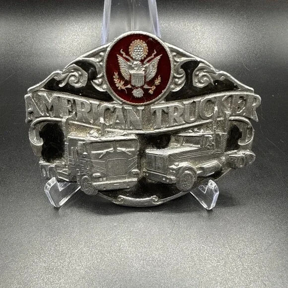 1988 Siskiyou American Trucker Belt Buckle Metal Vehicles Theme Silver M-40 USA