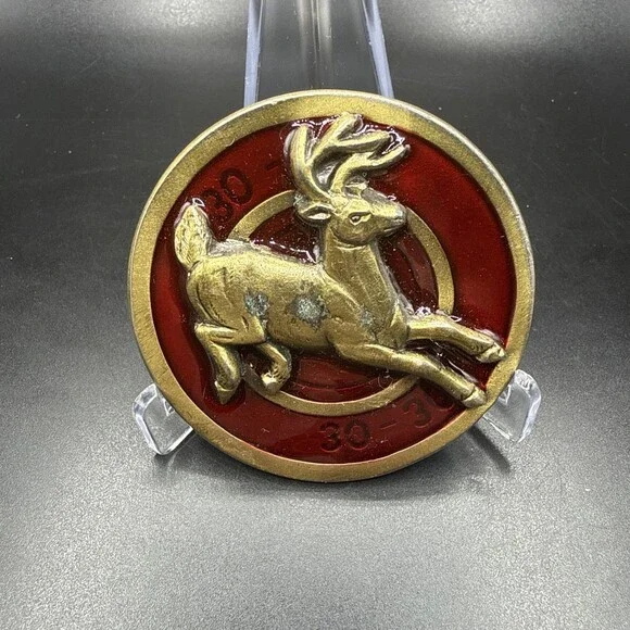 GREAT AMERICAN BUCKLE CO. VTG 1980 Chicago Brass Enamel Deer Trucker 30 30 Shell