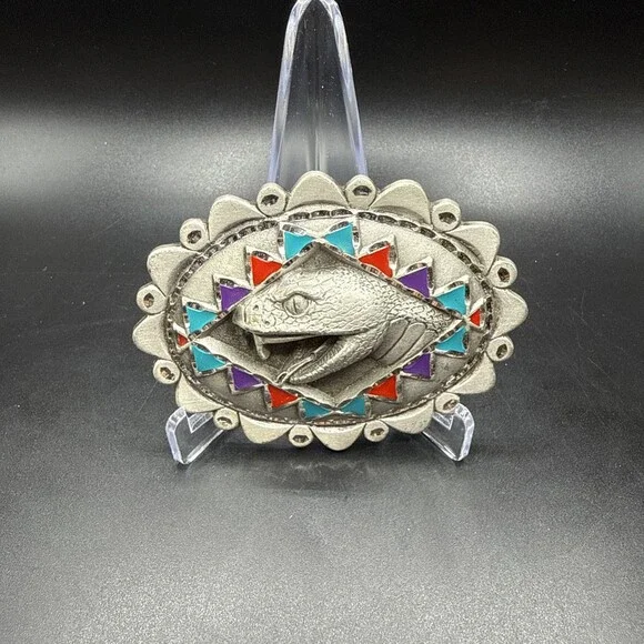 1996 Great American Buckle Rattlesnake Native Belt Buckle D3 Fine Solid Pewter
