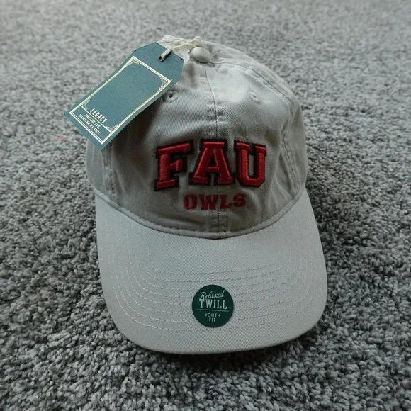 NEW FAU Owls Hat Cap Boys One Size Beige‎ Strap Back NCAA Legacy Relaxed Youth