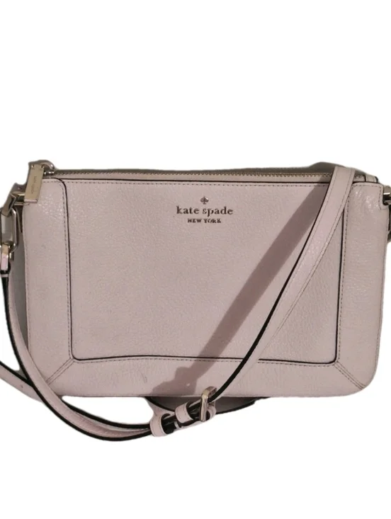 Kate Spade Lena Double Compartment Shimmer Pink Leather Crossbody Bag KH430