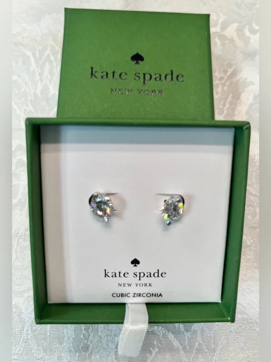 Kate Spade Silver Teardrop Cubic Zirconia Stud Earrings