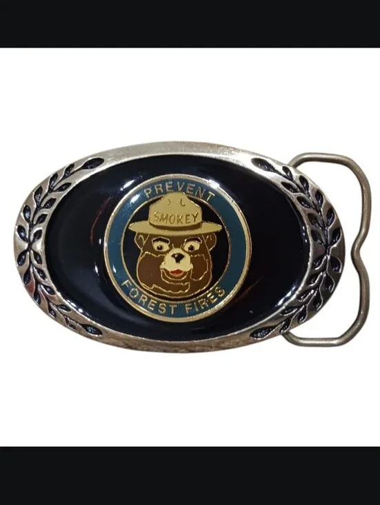 VTG Smokey Bear Prevent Forest Fires Enamel Solid Brass Belt Buckle