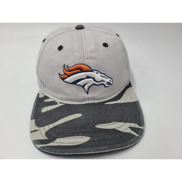 Kids Denver Broncos Camo Brim NFL Team Apparel Snapback‎ Hat Cap Football Gray