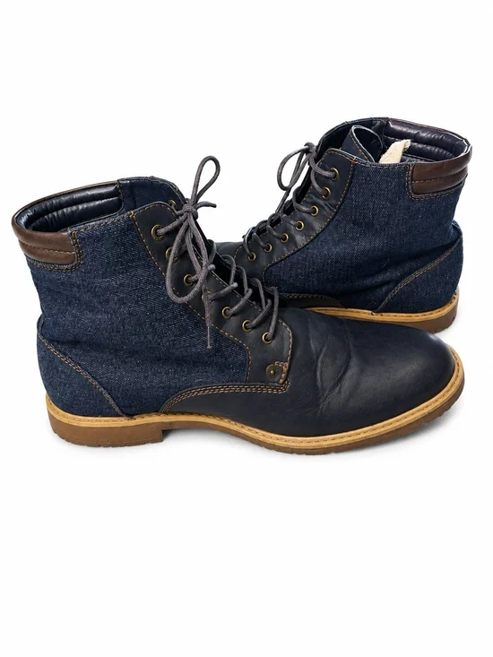 Levi's Men's Navy Denim and Leather Lace-Up Boots, Size 13