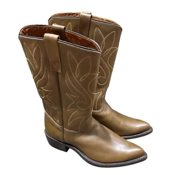 Vintage Acme Cowboy Boots Mens 8E USA Brown Leather Fits Womens 9.5-10 Wide
