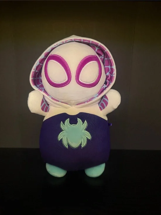 Kids Plush Spider-Hooded Superhero Toy - White & Purple