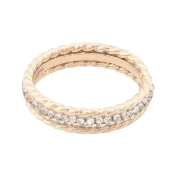 MIA FIORE Made In Italy 14kt Gold Crystal Row Ring