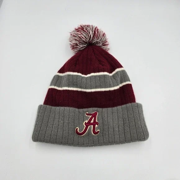 Youth Top of the World Alabama Crimson Tide Beanie‎ Knit Hat Pom Gray Maroon
