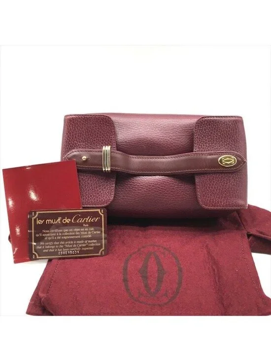 Cartier Leather Trinity Hand Vanity Gold Pouch