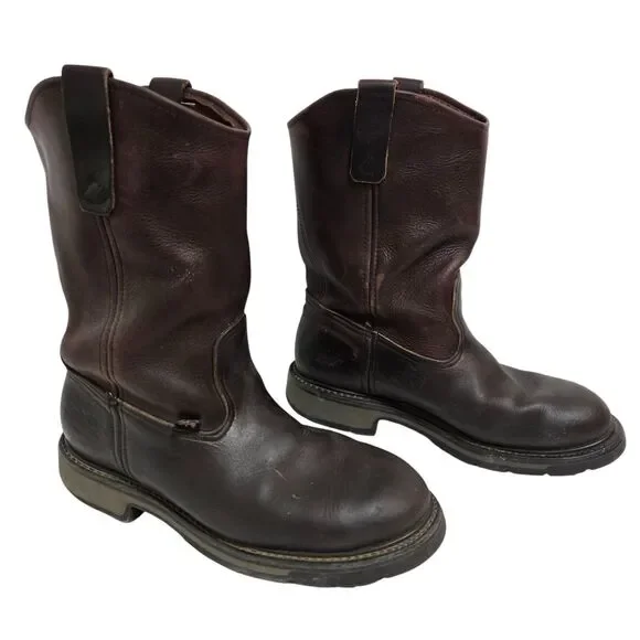 Mens Thorogood Dark Brown Leather Pull On Work Boots Sz 8.5 D 814-4222 USA Biker