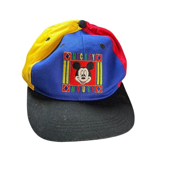 Vintage‎ Mickey Mouse Kids Hat Multi Color Block Snapback Fresh Caps