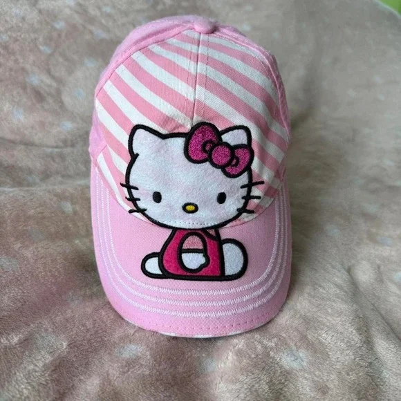 Y2K‎ Pink striped Hello Kitty baseball cap !