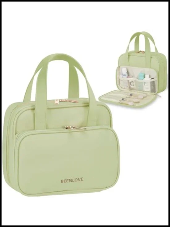 Travel Toiletry Bag Water-resistant PU Leather Multiple Compartments Large