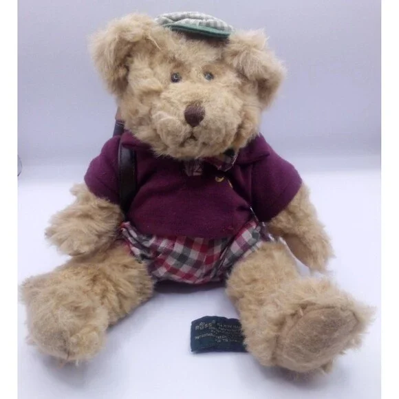 Russ Berrie Chip The Golfer Teddy Bear Plush Vintage Golf Bag Outfit Collectible