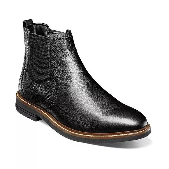 NWB Nunn Bush Mens Otis II Plain Toe Chelsea leather Black Size‎ 9M