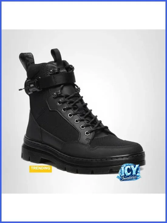 Recycled Hexagon Canvas Ajax Combat Boots Ankle Boots Lace Up