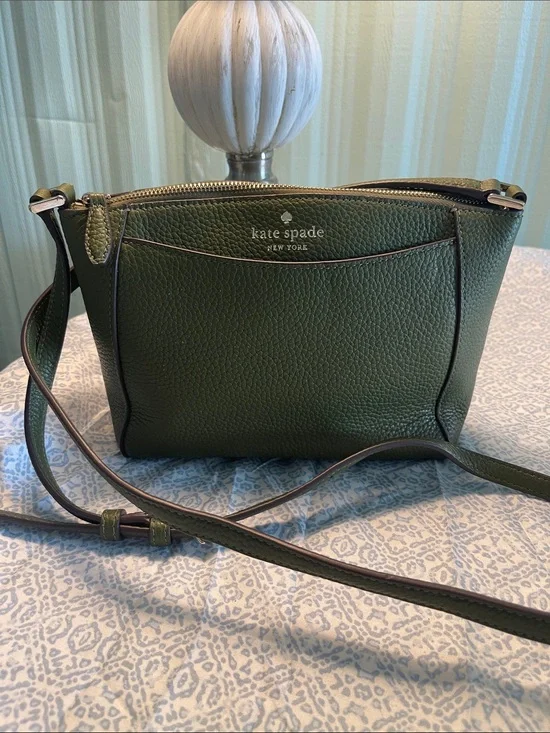 kate spade Olive Green Pebbled Leather Crossbody Bag