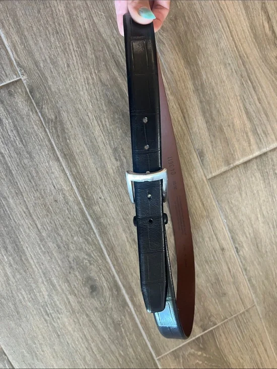 Men's Black Leather Dress Belt - Classic Reversible Style