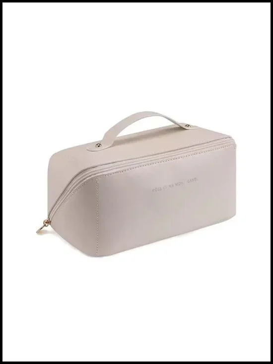 Large Capacity PU Leather Toiletry Bag with Multiple Compartments