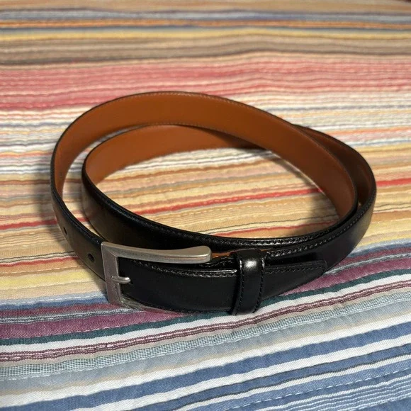 Brooks Brothers 346 Mens Black Leather Dress Belt Made in Italy Size 42/105