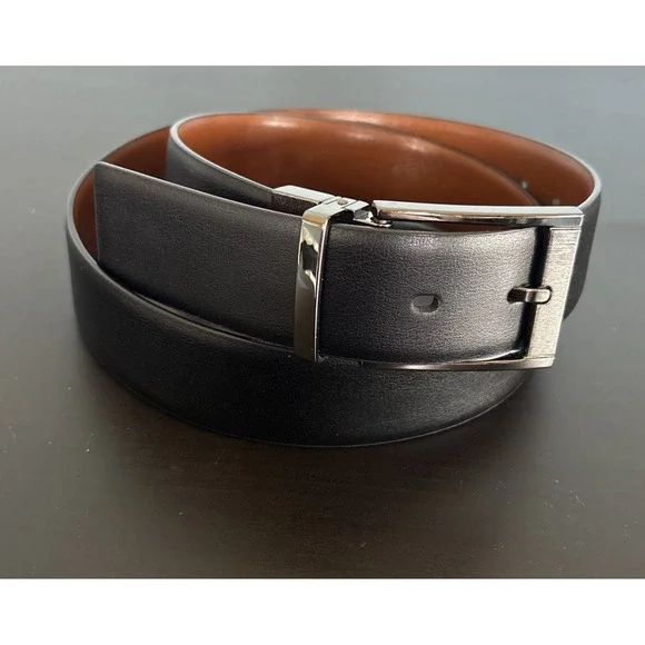 Dockers Black Bonded Leather Belt Black Metal Buckle Sz M 34-36 9C06920