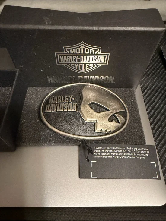 Harley-Davidson Antique Silver Skull Oval Belt Buckle