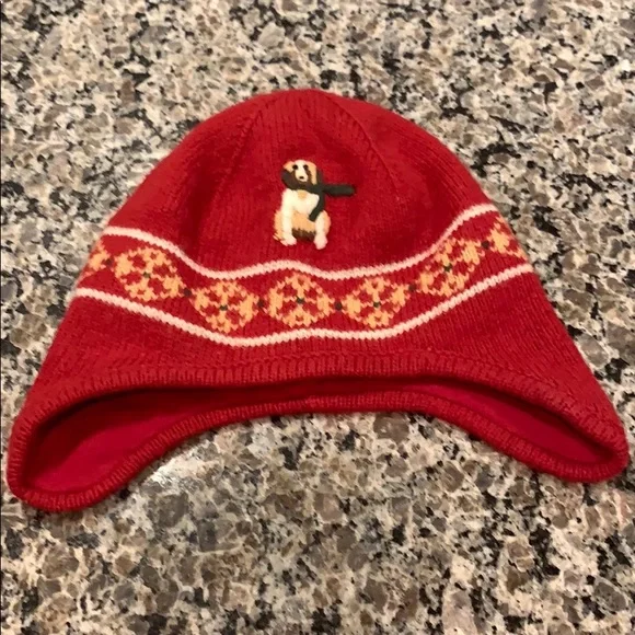 Janie and Jack Red Winter Hat St. Bernard Dog - 6‎ Months