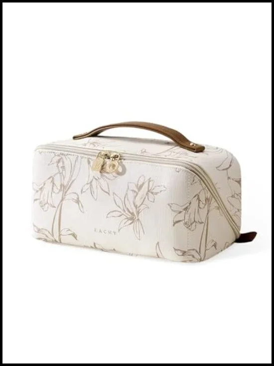 Large Capacity Waterproof Cosmetic Bag with Brush Pocket