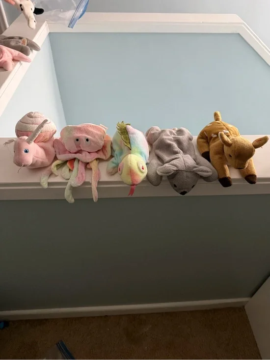 Ty Beanie Babies Lot - Swerl, Goochy, Iggy, Mel, and Whisper