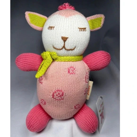 The Joobles Cutie the Lamb Plush Toy Kids OS Pink Organic Cotton Knit Fair Trade