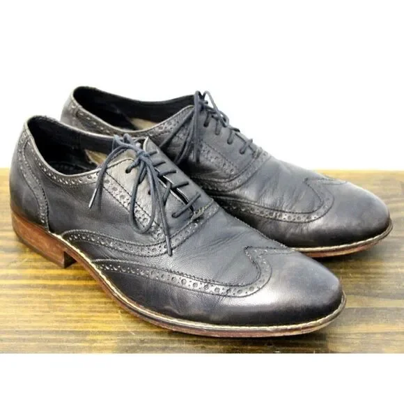 COLE HAAN GRAY BLACK GENUINE LEATHER LACE UP OXFORD DRESS MEN'S SHOES 11M