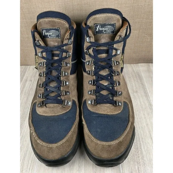 Vintage Vasque Skywalk Gore-Tex Hiking Boots Mens 13M Italy Cow Suede Canvas