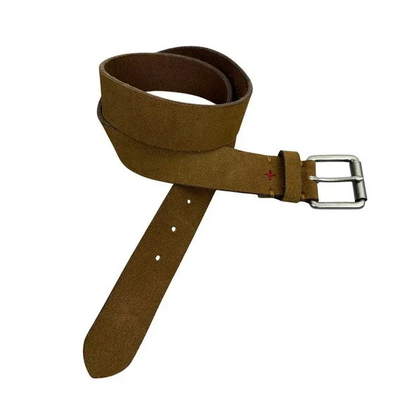 Damen + Hastings Belt Mens Small Brown Addison Suede Leather Roller Buckle