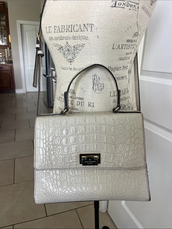 Kate Spade knightsbridge Doris gray crocodile embossed leather Crossbody