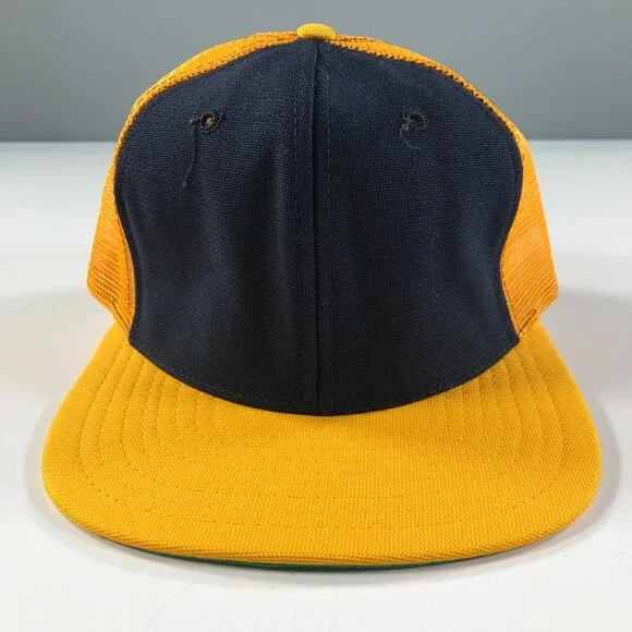 Vintage Trucker Hat Boys Youth Size Maize Yellow and Blue New Era Pro Model