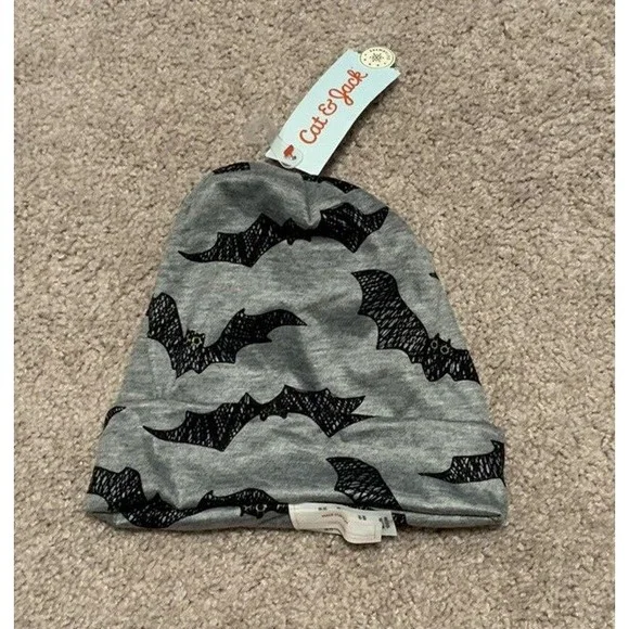 Cat &‎ Jack Gray Bat Print Slouchy Beanie Hat Size 2T-5T