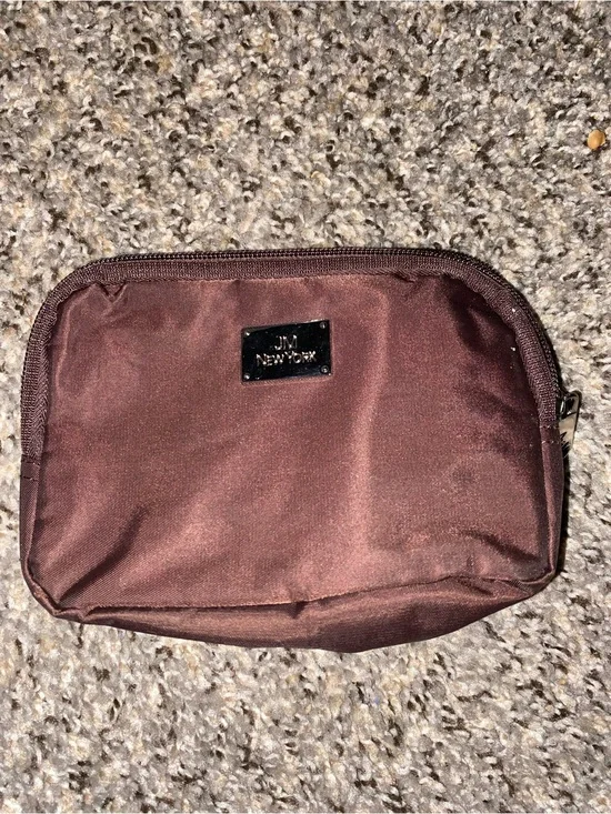Jm New York Brown Satin Cosmetic Bag
