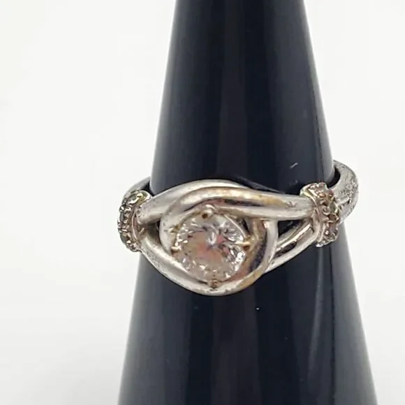 Avon NVC Eternal Promise Silver Tone & Clear CZ Ring (8)