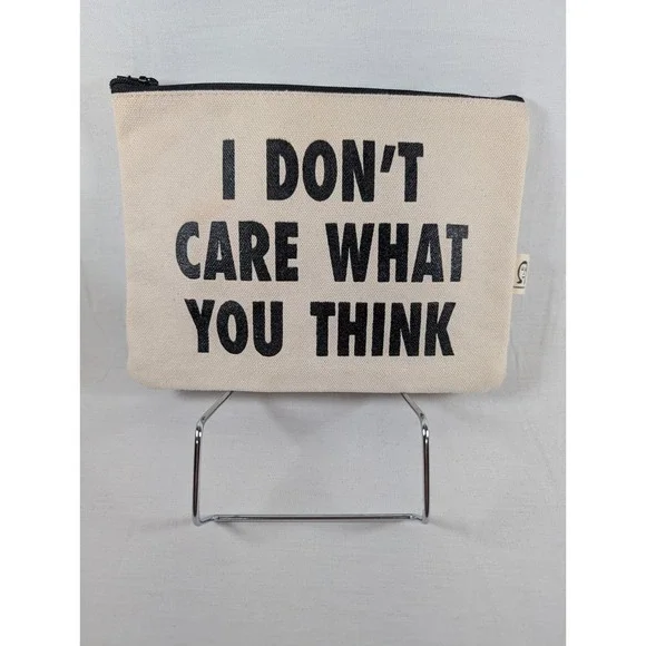 Pamela Barsky Beige Black Canvas Pouch Zipper
