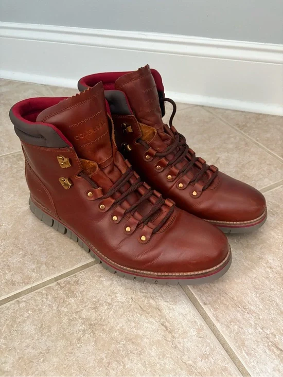 Cole Haan Men's Zerogrand Hiker Waterproof Boots in British Tan leather sz 10